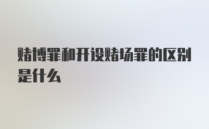 赌博罪和开设赌场罪的区别是什么