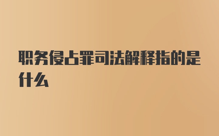 职务侵占罪司法解释指的是什么