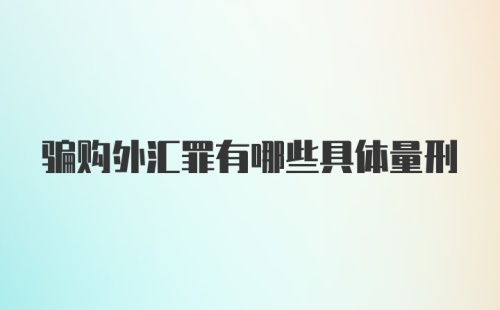 骗购外汇罪有哪些具体量刑