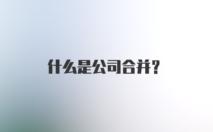 什么是公司合并？