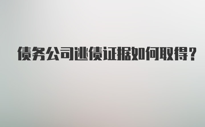 债务公司逃债证据如何取得?