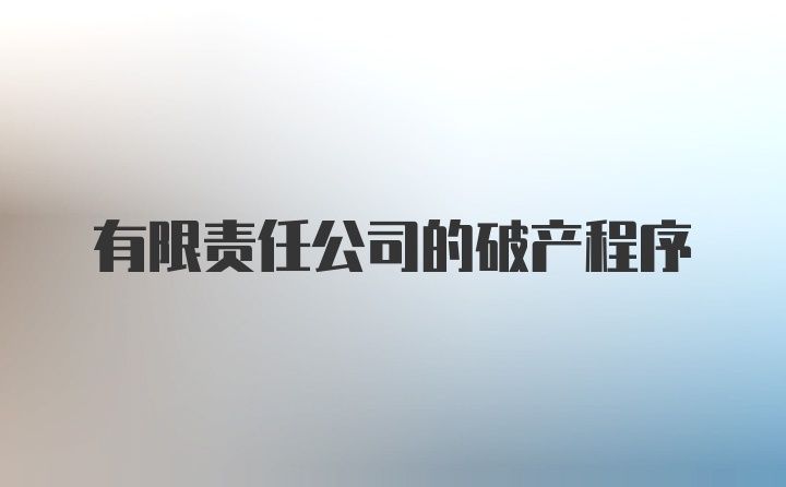 有限责任公司的破产程序