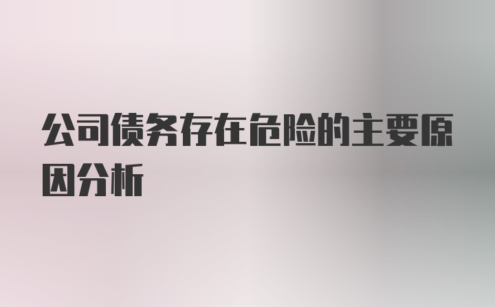 公司债务存在危险的主要原因分析