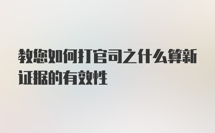 教您如何打官司之什么算新证据的有效性