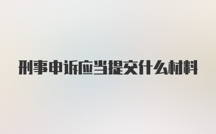 刑事申诉应当提交什么材料