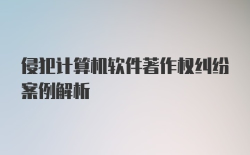 侵犯计算机软件著作权纠纷案例解析