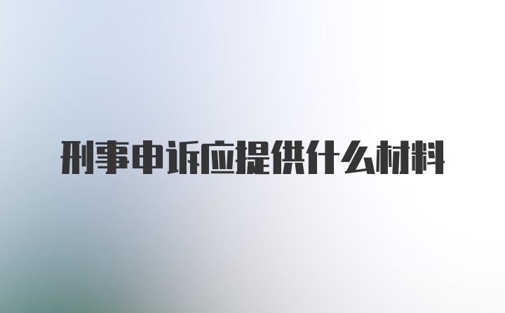 刑事申诉应提供什么材料