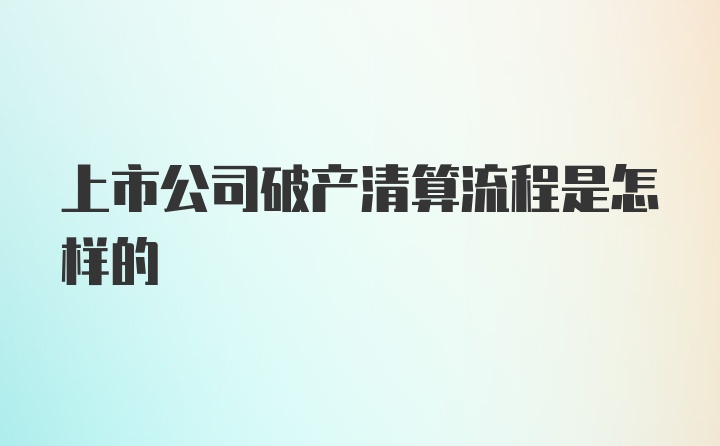 上市公司破产清算流程是怎样的