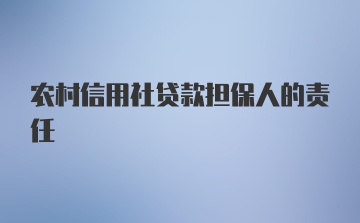 农村信用社贷款担保人的责任