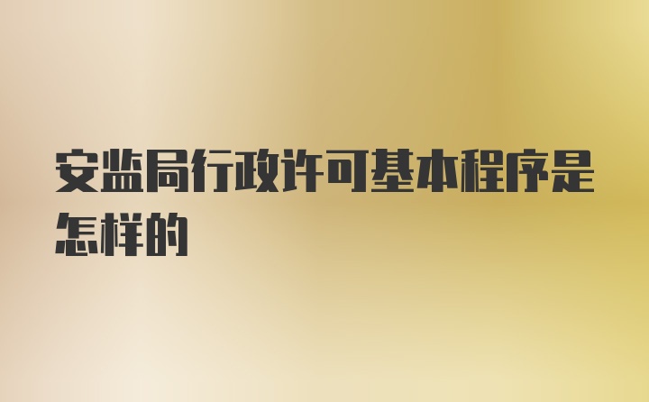 安监局行政许可基本程序是怎样的