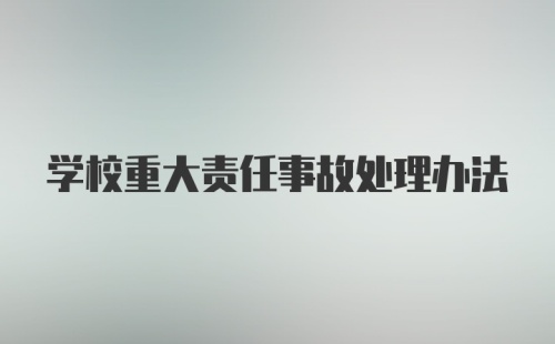 学校重大责任事故处理办法