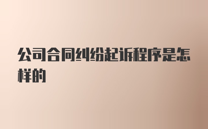 公司合同纠纷起诉程序是怎样的