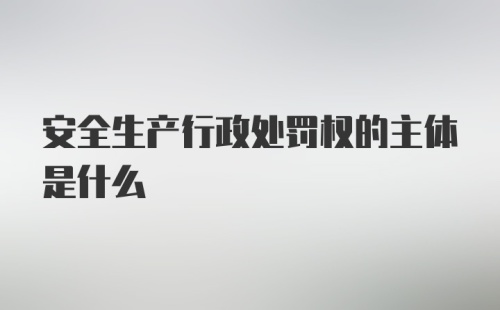 安全生产行政处罚权的主体是什么