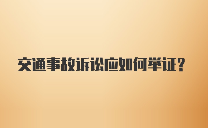 交通事故诉讼应如何举证？