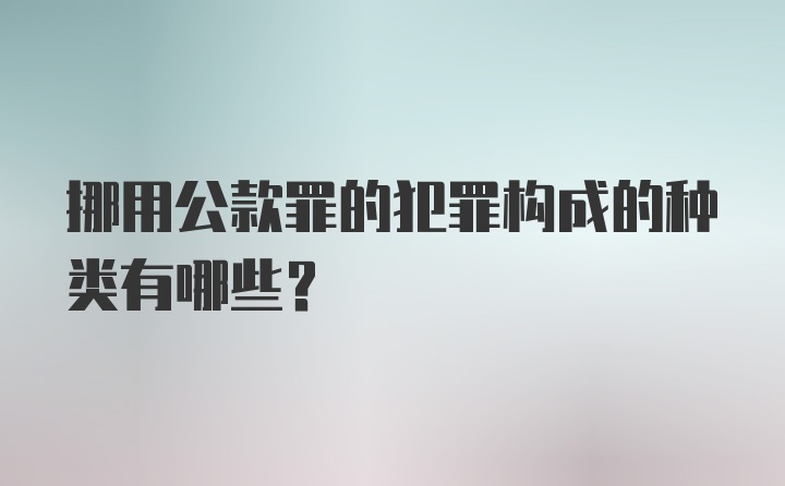 挪用公款罪的犯罪构成的种类有哪些？