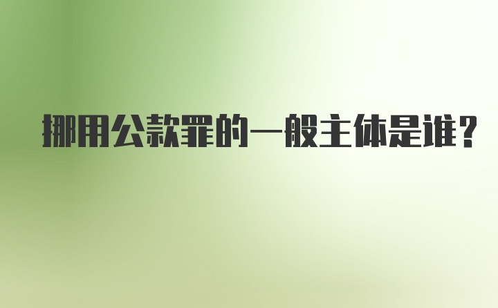 挪用公款罪的一般主体是谁？