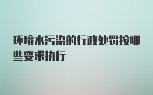 环境水污染的行政处罚按哪些要求执行