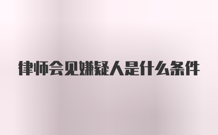 律师会见嫌疑人是什么条件