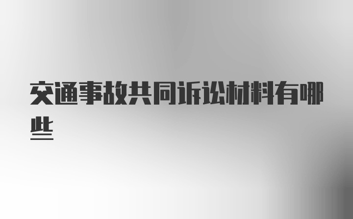 交通事故共同诉讼材料有哪些