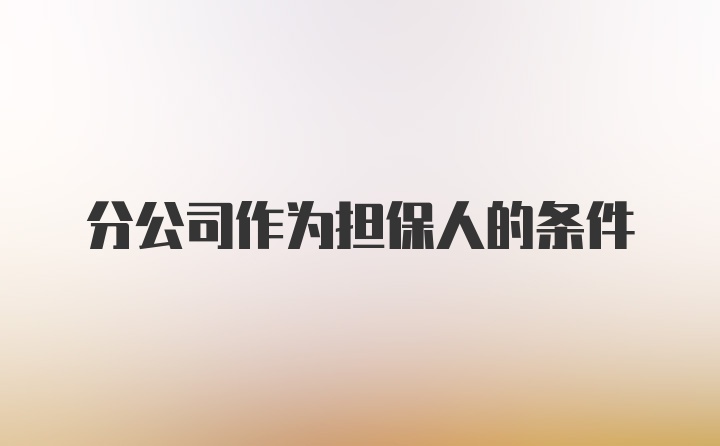 分公司作为担保人的条件