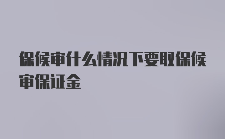 保候审什么情况下要取保候审保证金