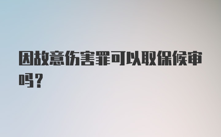 因故意伤害罪可以取保候审吗?