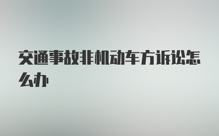 交通事故非机动车方诉讼怎么办