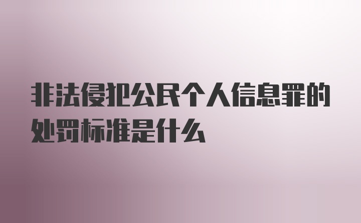 非法侵犯公民个人信息罪的处罚标准是什么