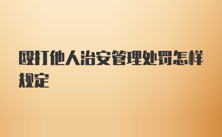 殴打他人治安管理处罚怎样规定