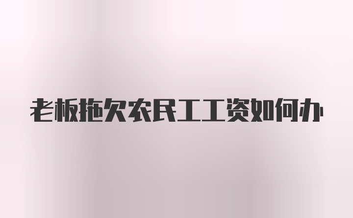 老板拖欠农民工工资如何办