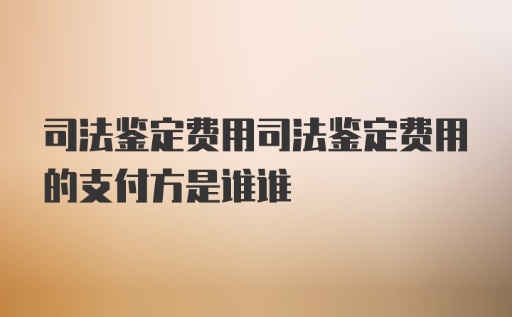 司法鉴定费用司法鉴定费用的支付方是谁谁