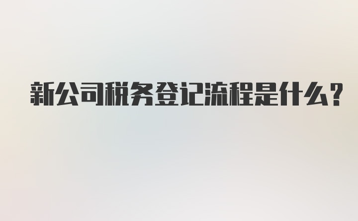 新公司税务登记流程是什么？