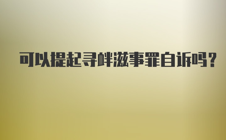 可以提起寻衅滋事罪自诉吗？