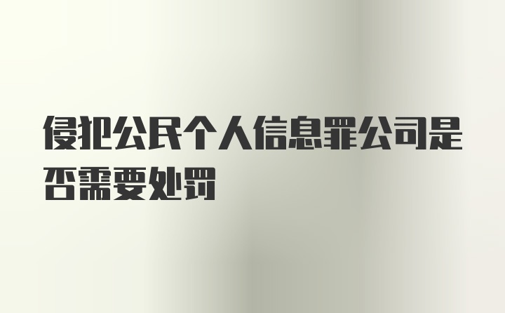 侵犯公民个人信息罪公司是否需要处罚