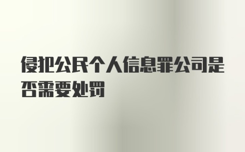 侵犯公民个人信息罪公司是否需要处罚