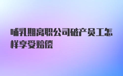 哺乳期离职公司破产员工怎样享受赔偿