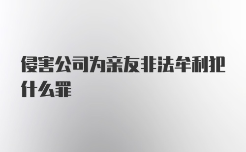 侵害公司为亲友非法牟利犯什么罪