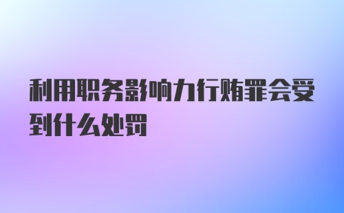 利用职务影响力行贿罪会受到什么处罚