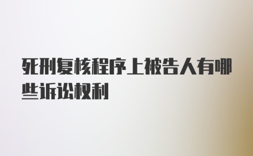 死刑复核程序上被告人有哪些诉讼权利