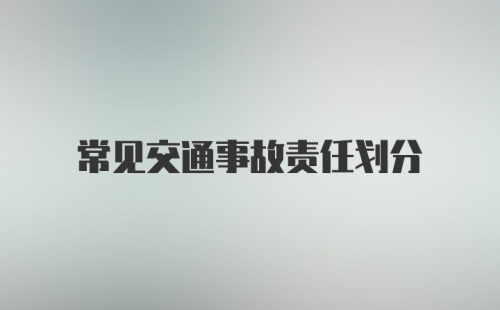 常见交通事故责任划分