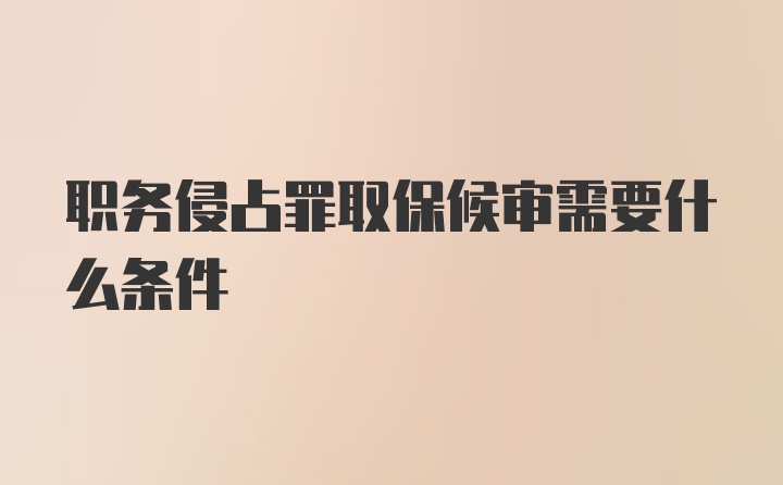 职务侵占罪取保候审需要什么条件