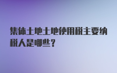 集体土地土地使用税主要纳税人是哪些？