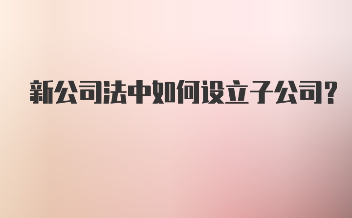 新公司法中如何设立子公司?