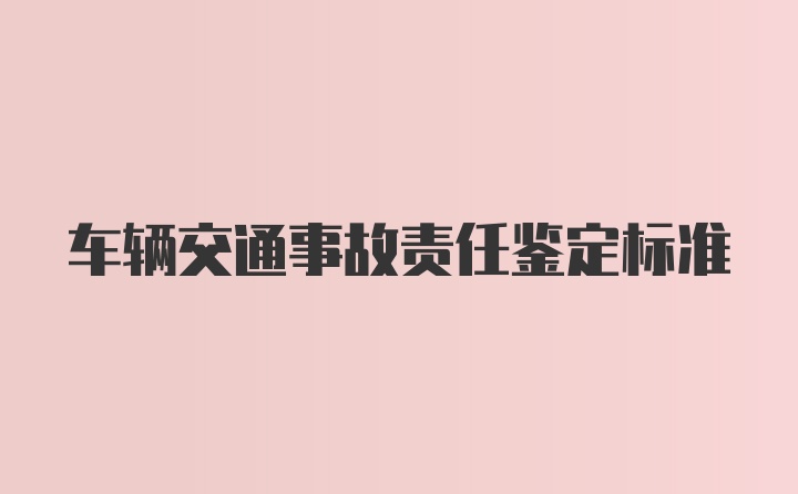 车辆交通事故责任鉴定标准