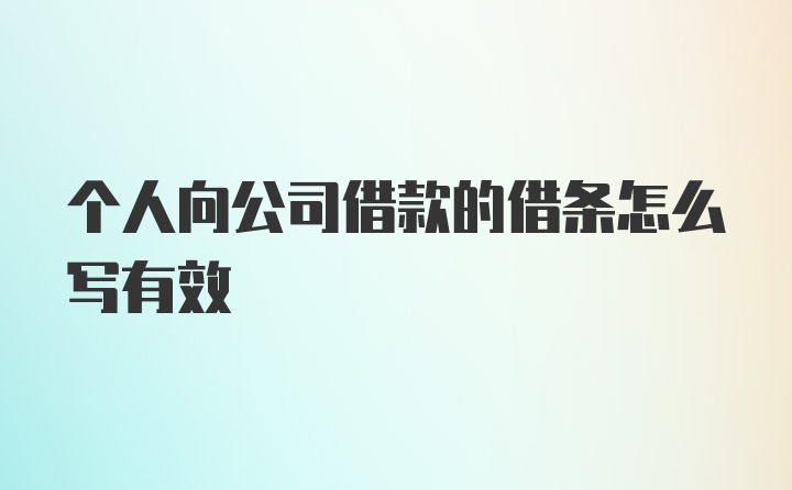 个人向公司借款的借条怎么写有效