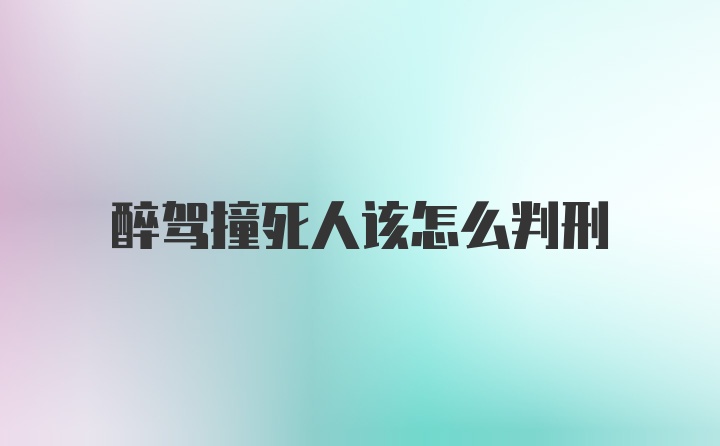 醉驾撞死人该怎么判刑