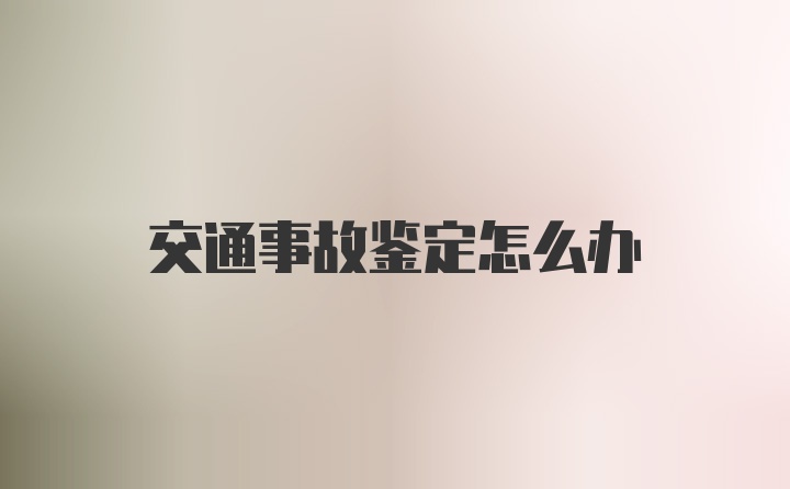 交通事故鉴定怎么办