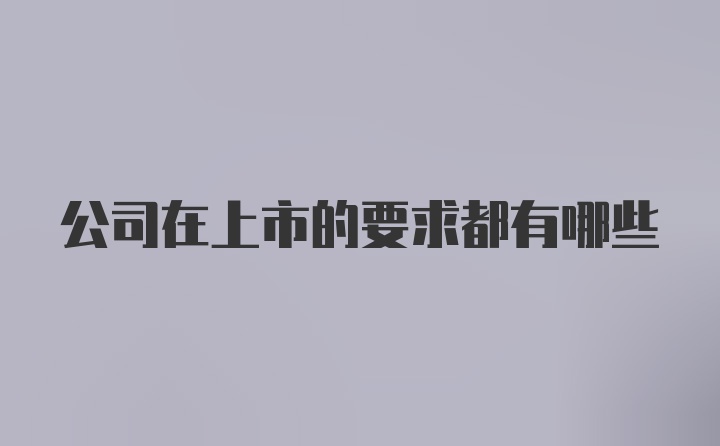 公司在上市的要求都有哪些