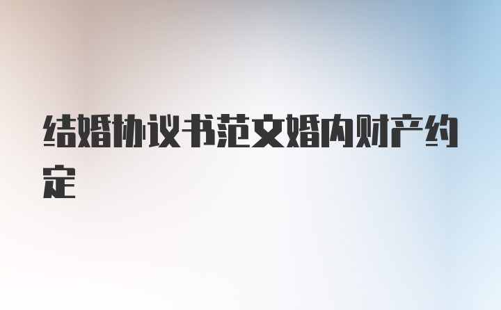 结婚协议书范文婚内财产约定