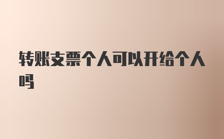 转账支票个人可以开给个人吗